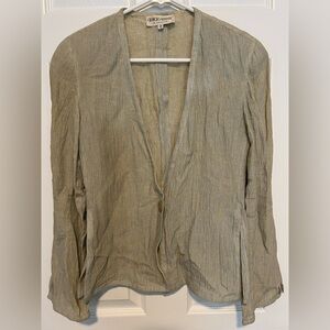 Vintage Giorgio Armani Women's Tan Gray Linen Blazer Jacket Made in Italy US 4
